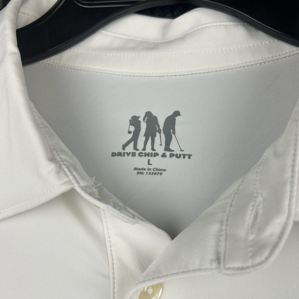 Drive Chip & Putt Tournament Short Sleeve White Golf Shirt Mens Size Large